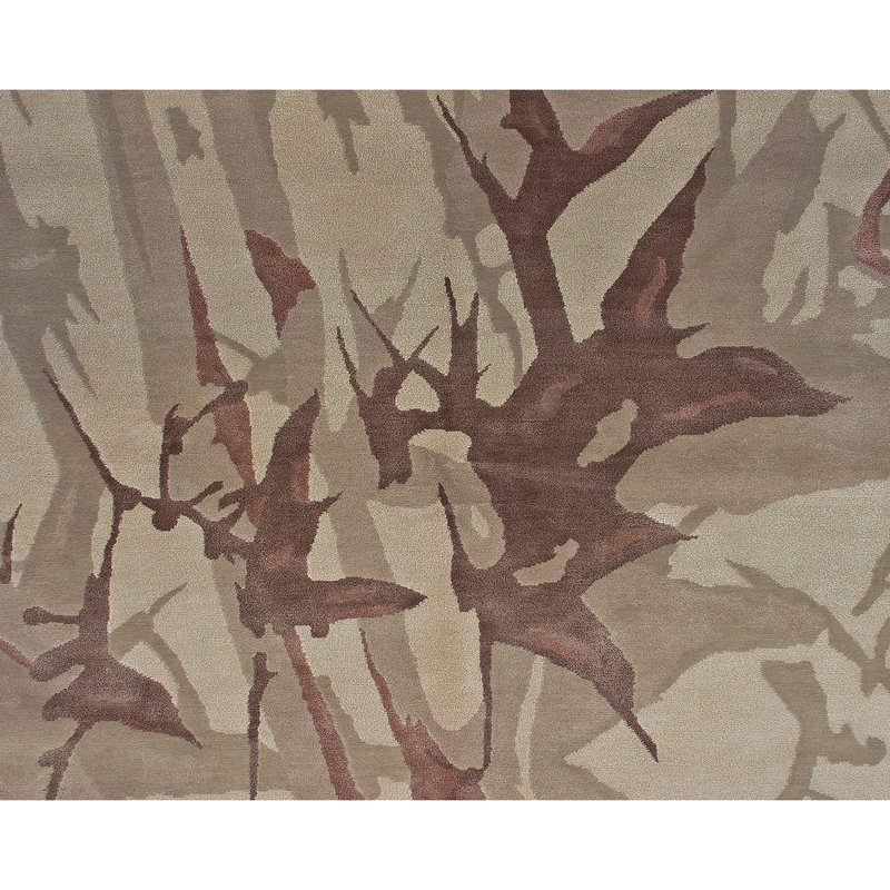 Abstract Area Rug in Brown/Beige, Rectangle 6' x 9'