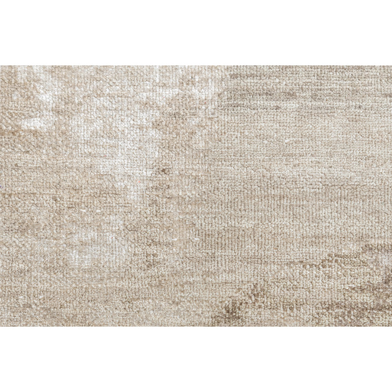Hand Knotted Area Rug in Beige And Silver, Rectangle 5' x 8'