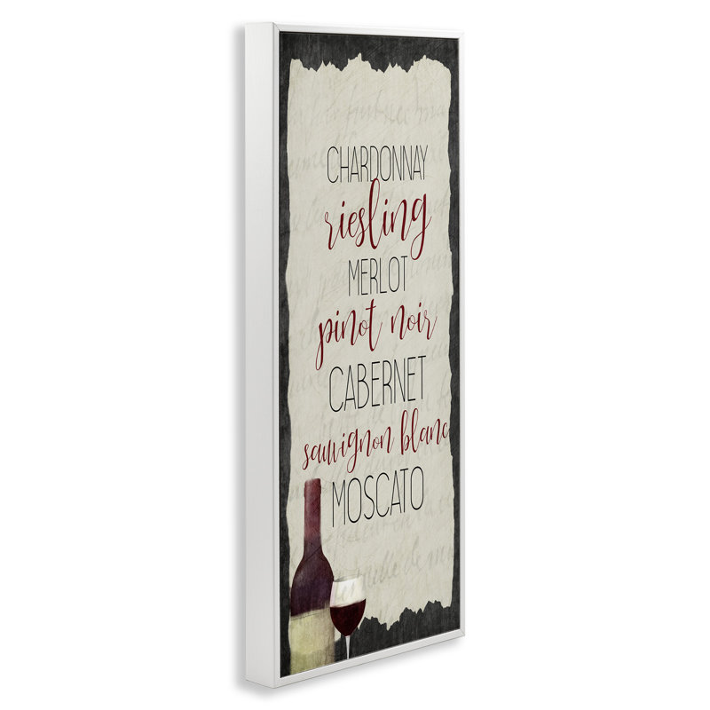Art de giclée Country Kitchen Wine List par Kim Allen, H 30 po x l 13 po, Giclée encadrée blanc bord de mer