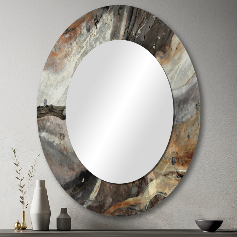 Morning Effervescence II - miroir abstrait, miroir mural moderne unique, impression d'art en métal, 36 po x 24 po, Ovale