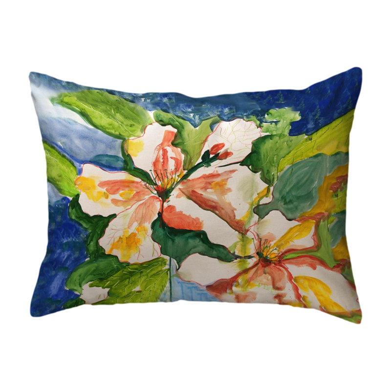 Oreiller blanc sans hibiscus sans cordon, 11 po x 14 po