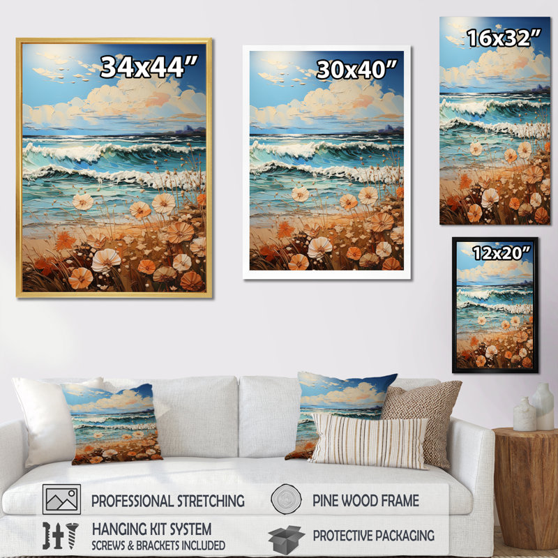 Beach Breeze Pointillism I - impression, H 40 po x l 30 po x P 1,5 po, Toile tendue