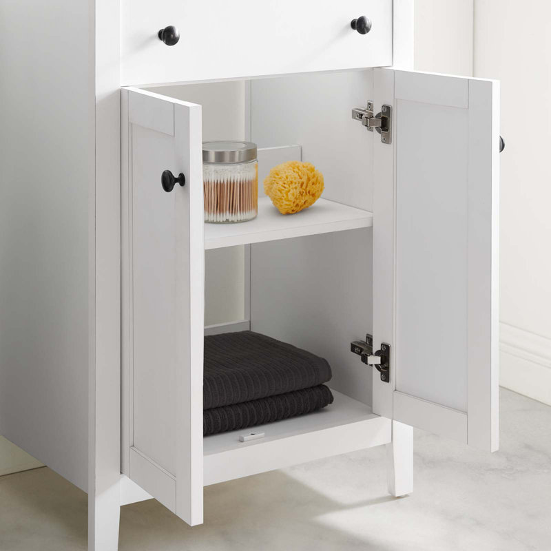 Nantucket White Wood and MDF Single Bathroom Vanity Cabinet