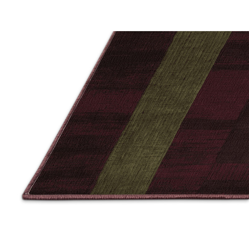 Tapis brun à carreaux lavable à la machine, Rectangle 7 pi x 10 pi