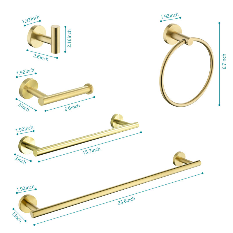 Stainless Steel 9 Bathroom Towel Rack - Brushed Gold, Scratch- Treatment, Enhances Appearance Assurance Guarantee Material,