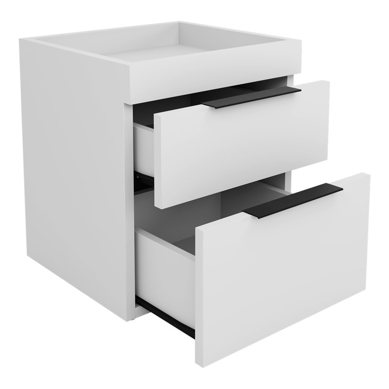 Table de chevet double à profil bas Capri, Blanc