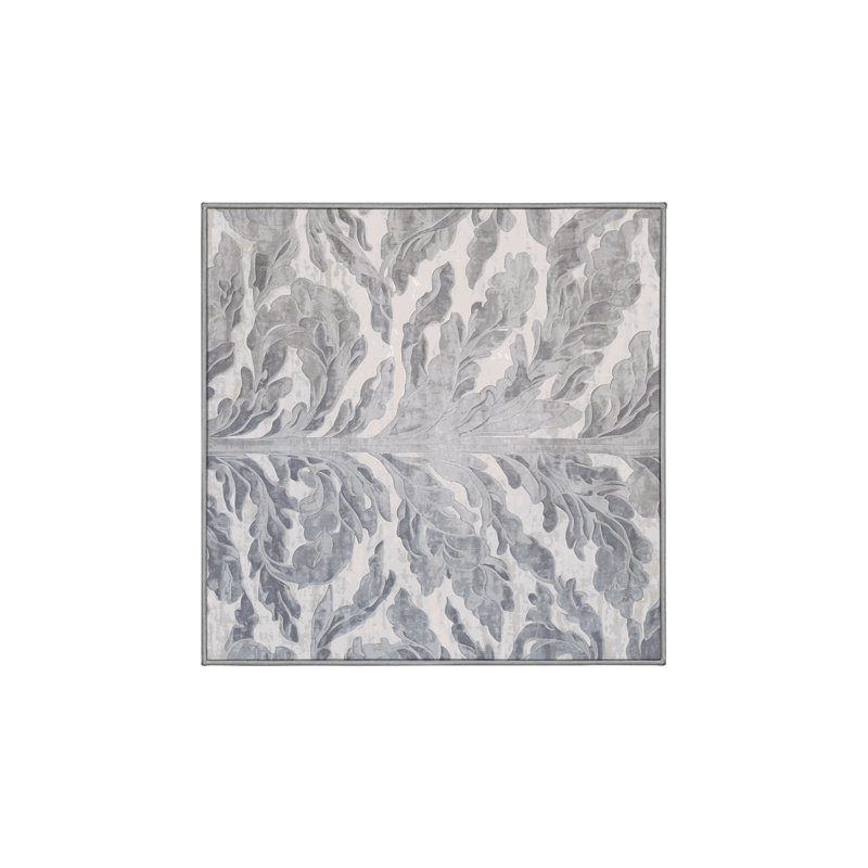 Machine Washable Gray Area Rug, Square 8'