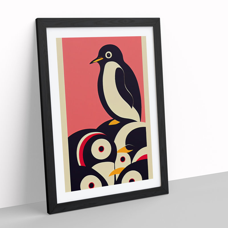 Modern Abstract Penguin No.7 - Framed Print, Black, 64cm H x 46cm W x 2cm D