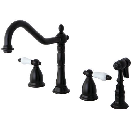 Robinet de cuisine à poignées doubles avec poignée levier en porcelaine Heritage, Laiton rétro