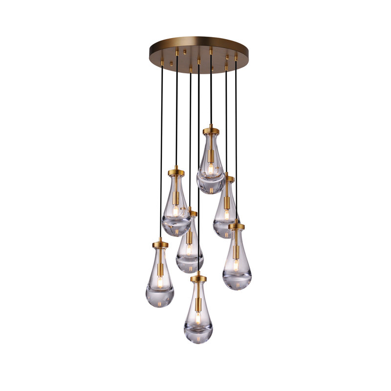 Luminaire suspendu à 7 lumières à intensité variable, Laiton