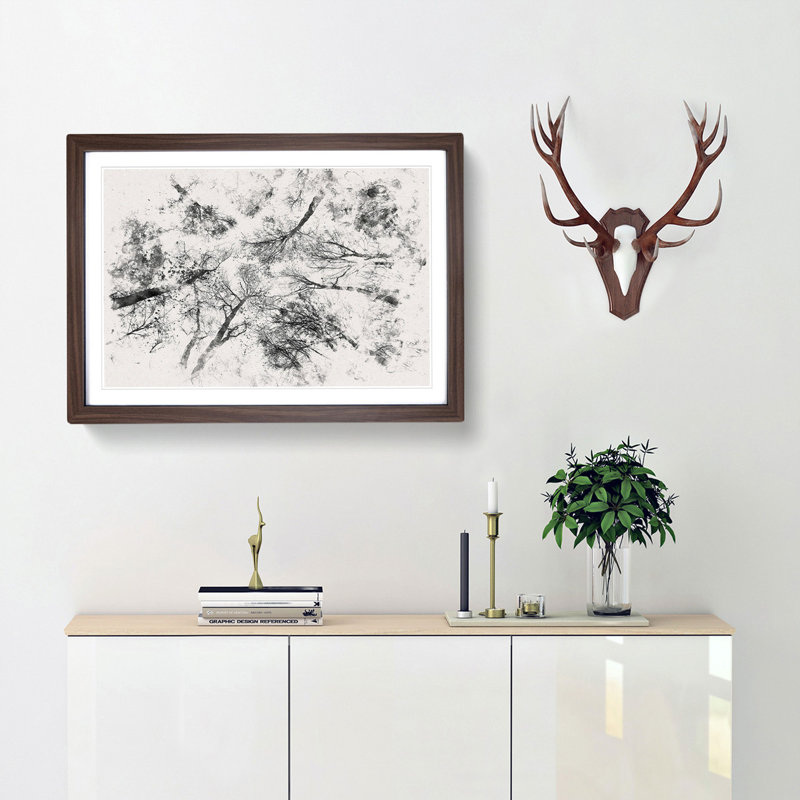 Vaulted Tree Branches Watercolour - Framed Print, 62cm H x 87cm W x 2cm D, Walnut