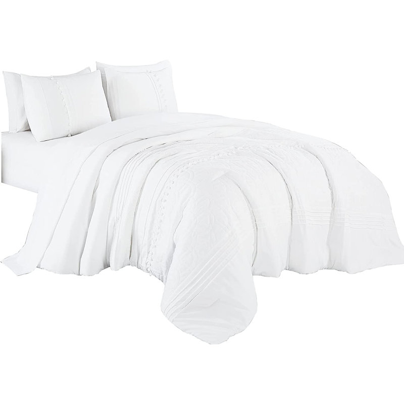 Athena 7-Pieces Bed in a Bag Floral Embroidered Comforter Set with Sheets, California King Comforter + 6 Additional Pieces
