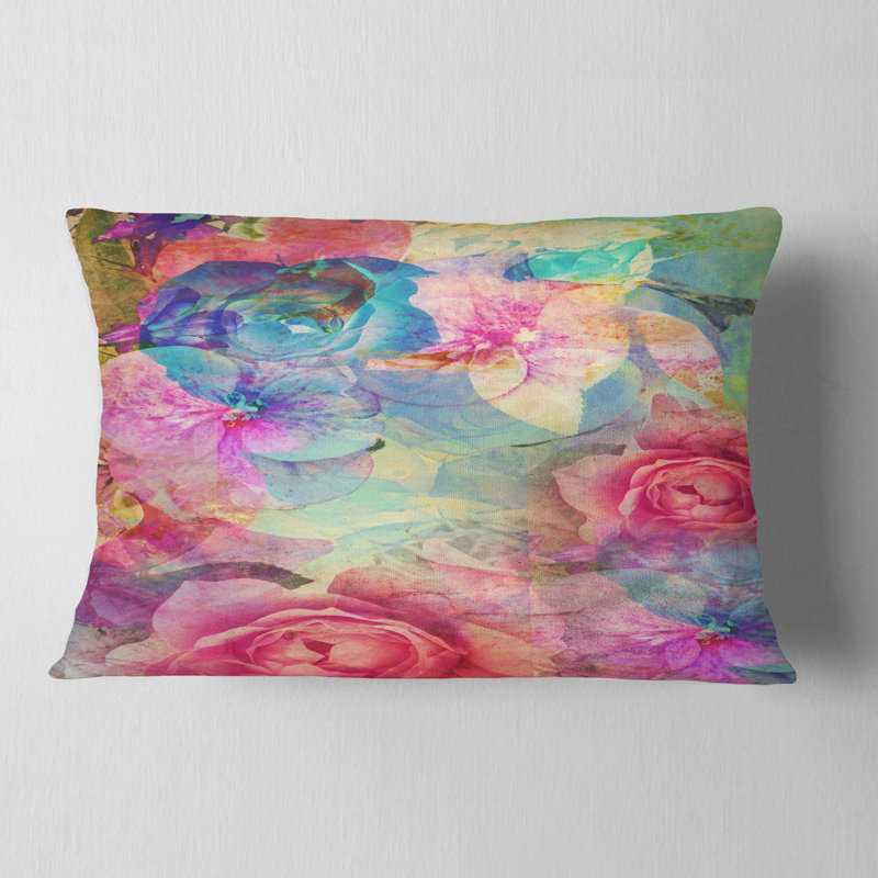 Art floral rétro romantique - Coussin décoratif imprimé floral