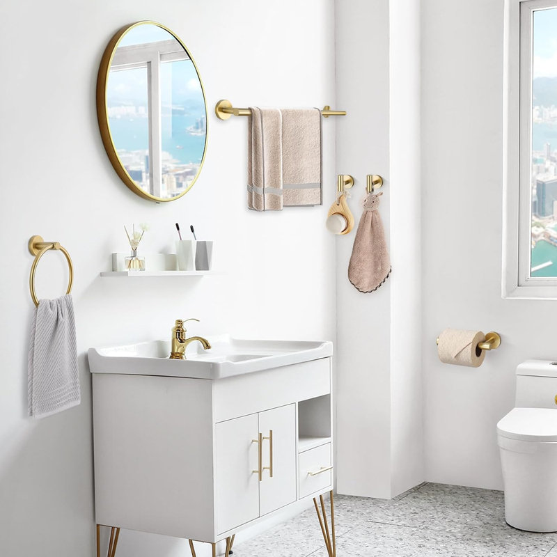 Luxury Bathroom Accessory Set, 10-Piece SUS304 Stainless Steel Hardware Collection with 23.6'' Towel Bars and Hooks