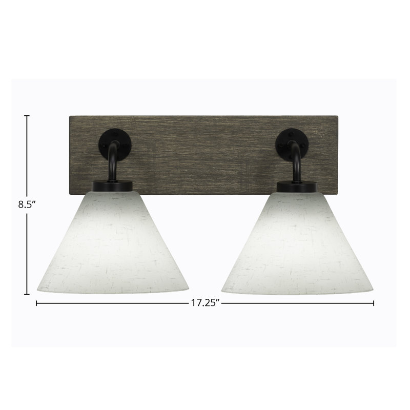 Barre d'éclairage de salle de bain 2 lumières Oxbridge, Transparent, Noir mat / bois vieilli
