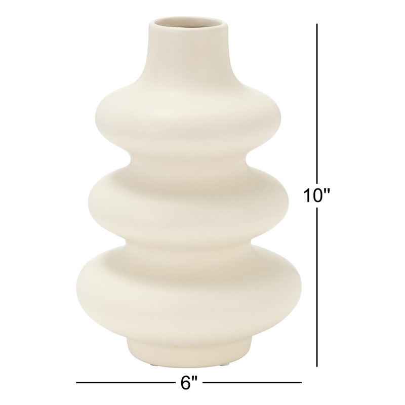Decorative Vase, Off White, 9" H x 10" W x 6"D