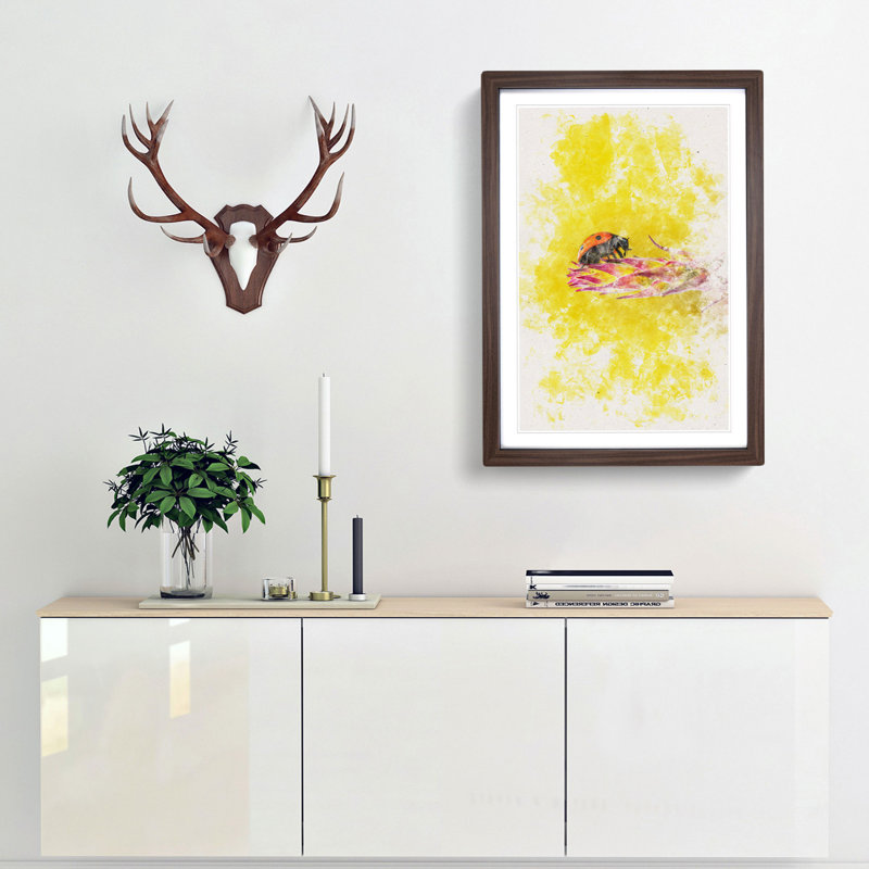 Ladybird - Picture Frame Painting Print, 87cm H x 62cm W x 2cm D, Walnut Framed