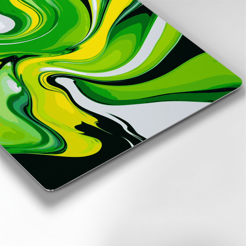 Abstrait art fluide en métal vert 52, H 16 po x l 20 po