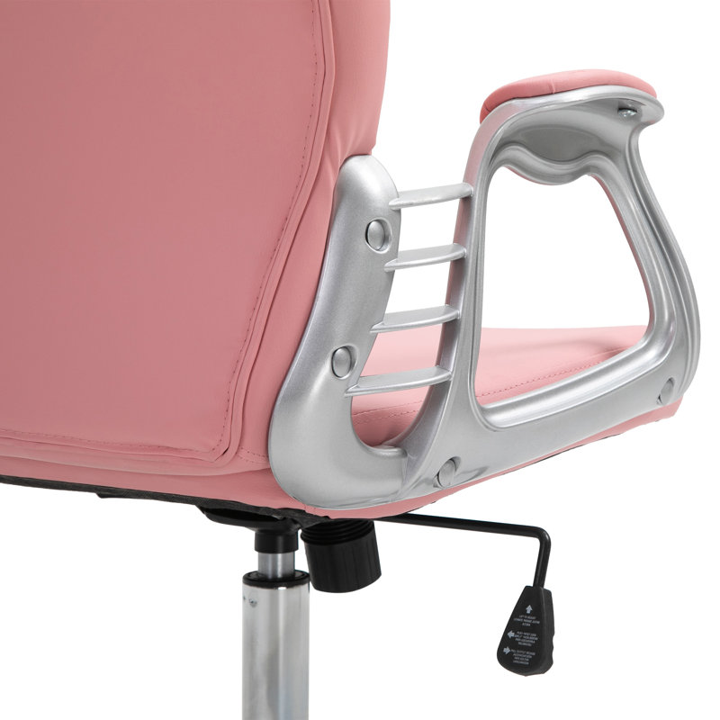 Chaise de travail Noriko, Rose, Simili cuir