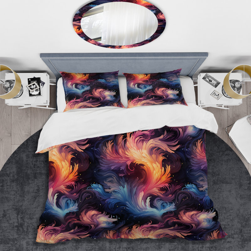 Ensemble de housse de couette Colorful Ikat Whirls I, Housse de couette pour très grand lit et 2 très