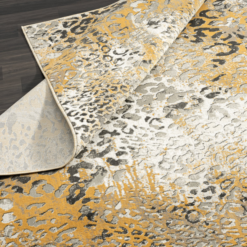 Tapis doré brossé Serengeti Leopard Melange, Tapis de couloir 2 pi 8 po x 8 pi