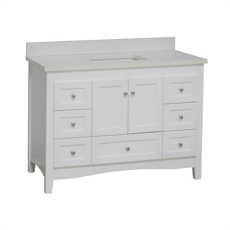 Edber 48'' Single Bathroom Vanity with Top, Quartz, White