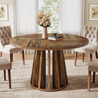 47" Round Dining Table For 4-6 People
