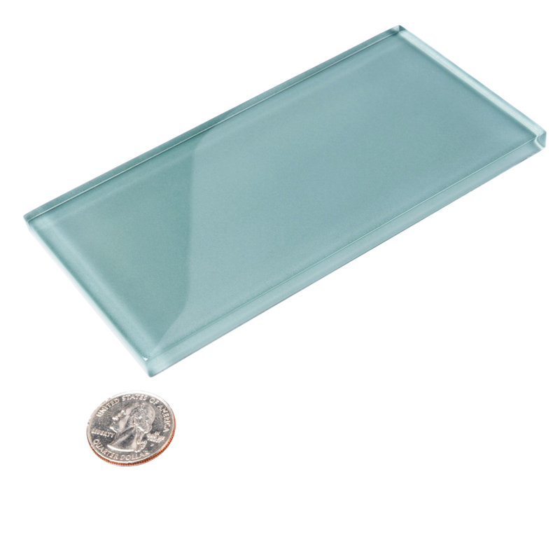 3"X 6" Polished Glass Subway Tile, Gray
