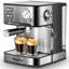 Machine à expresso professionnelle à 20 bars avec mousseur à lait, indicateur de pression et réservoir d'eau amovible - Machine à espresso, cappuccino, latte et macchiato - Simple et double, compatible avec dosette