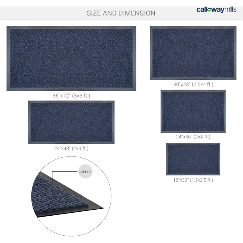 Non-Slip Indoor/Outdoor Doormat, 24" W x 48" L