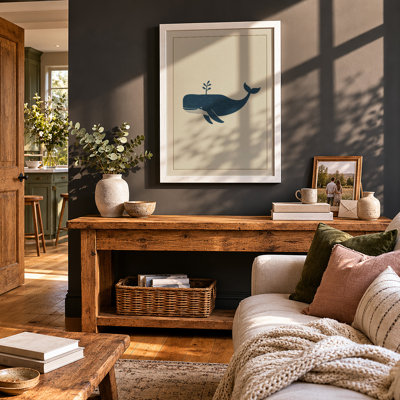Whale Profile Modern - Framed Print