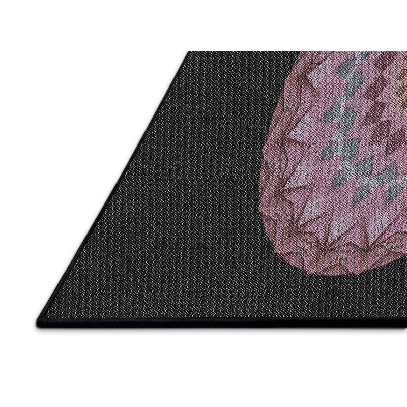 Tapis noir/rose à tisser électrique, Rectangle 5 pi x 7 pi