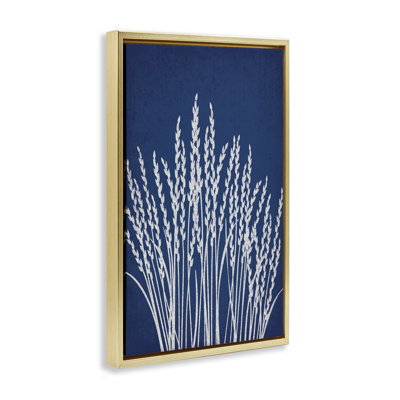 Reed Grasses on Blue Floater Canvas by JJ Design House LLC