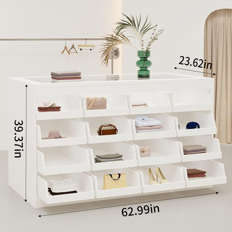 Vitrine à tiroirs multi-niveaux à usage commercial, Blanc