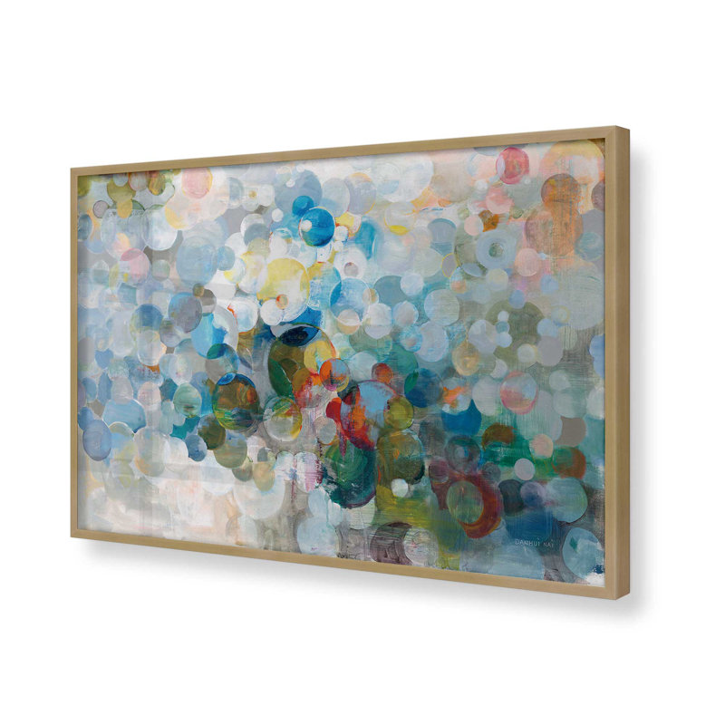 Imprimé fantaisie de bulles vives, H 17 po x l 21 po, Reproduction encadrée sans passe-partout, Or brossé