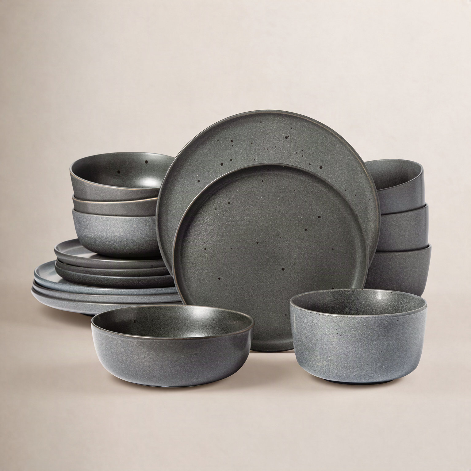 James Street Stoneware Dinnerware Set, Truffle Gray