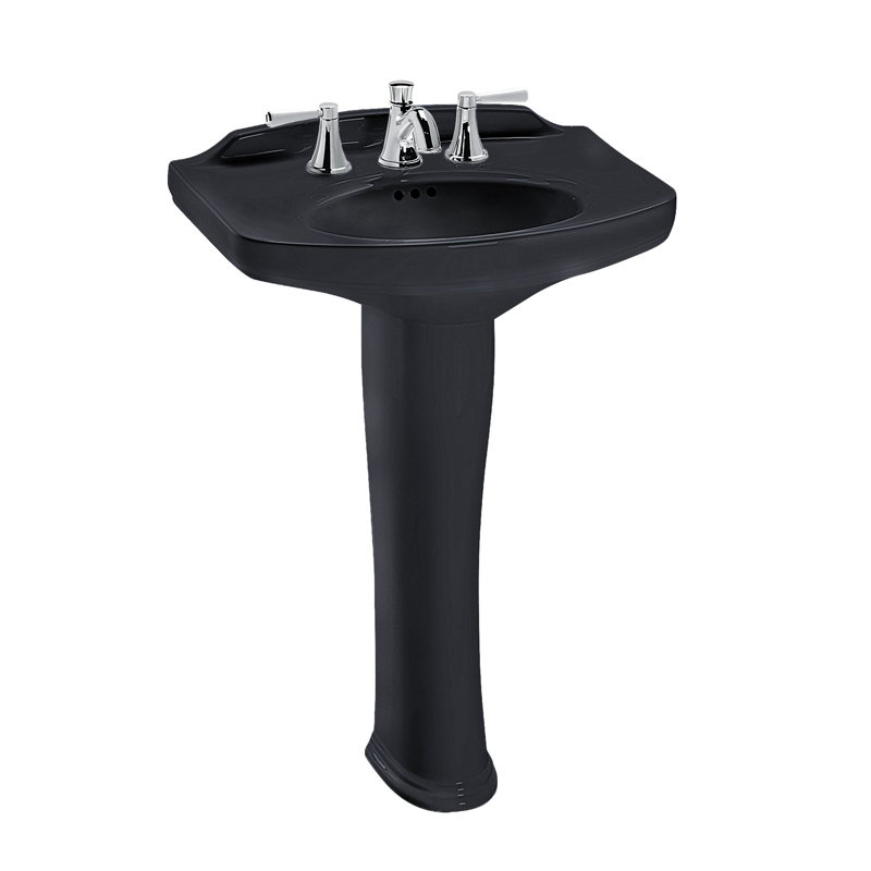 TOTO® Dartmouth® Rectangular Pedestal Bathroom Sink with Arched Front for 8 Inch Center Faucets, Bone, 8" Centers, Bone