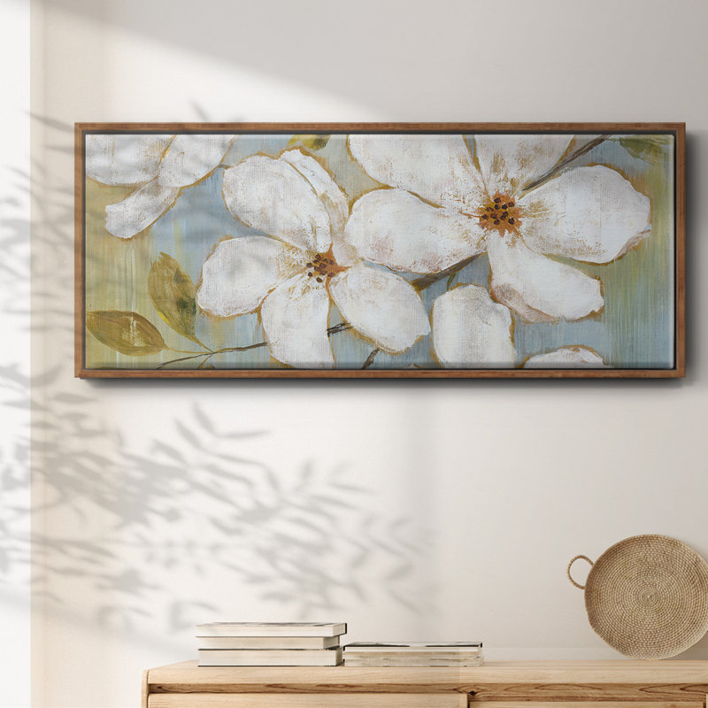 White Blossoms- Framed Canvas