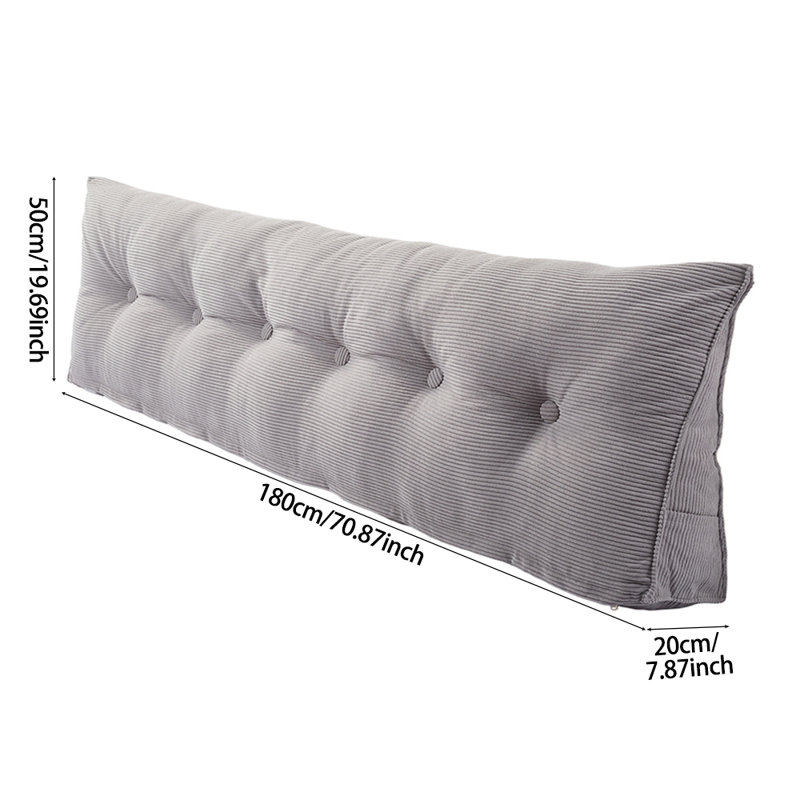 Wedge Headboard Pillow with Removable Cover, Light Grey, 180cm W x 50cm D