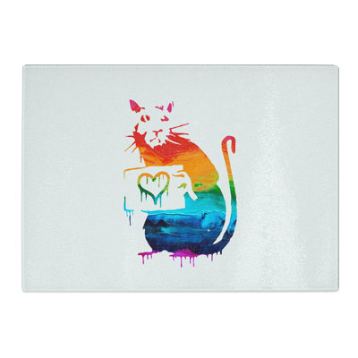 Banksy Rat with Heart Chopping Board