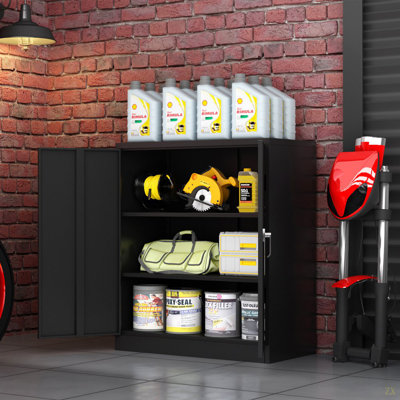 Armoire de rangement en métal avec 2 portes et 2 tablettes, armoire de rangement verrouillable en acier pour le bureau, le garage et l'entrepôt