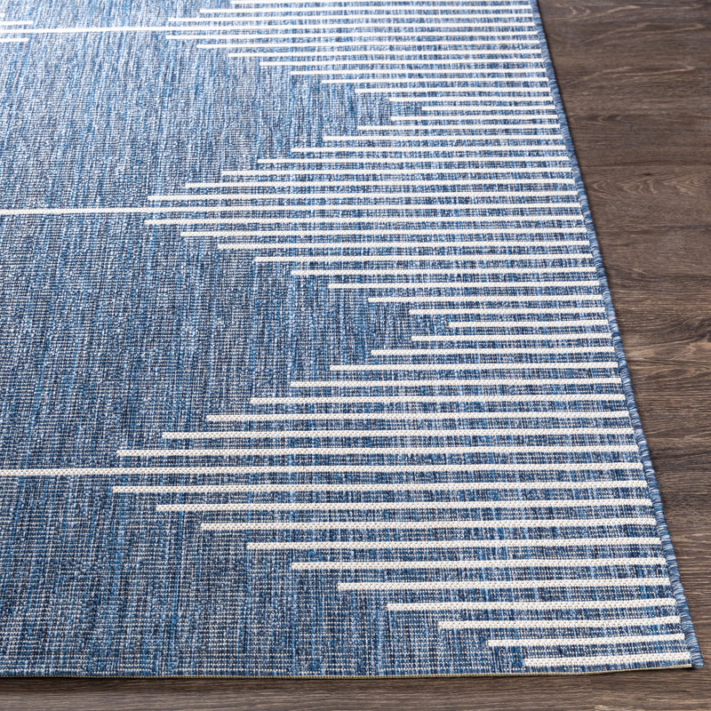 Tapis intérieur / extérieur bleu Irielle, Rectangle 5 pi 3 po x 7 pi 7 po