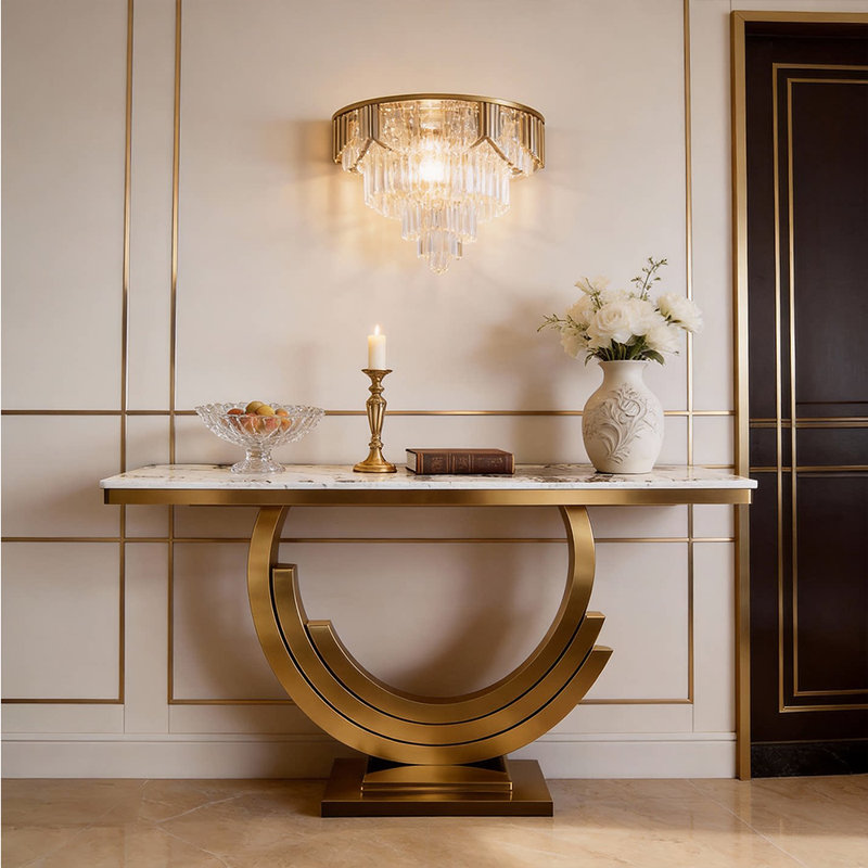 Console en pierre frittée de style italien, H 33,4 po x l 47,2 po x P 13,7 po