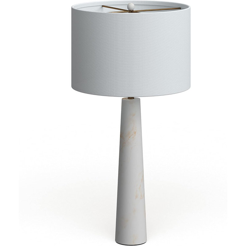 Delilah White Alabaster 30-Inch Table Lamp with Cotton Shade