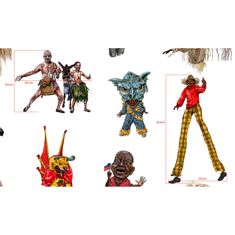 Haiti Carnival Mardi-Gras Wallpaper, snow multi 