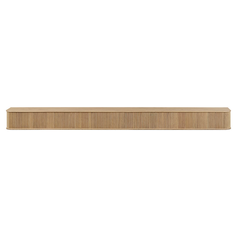 Modern Ember Alfama  Fireplace Wood Mantel Shelf with Fluted “Reed” Details, Blonde, 60"