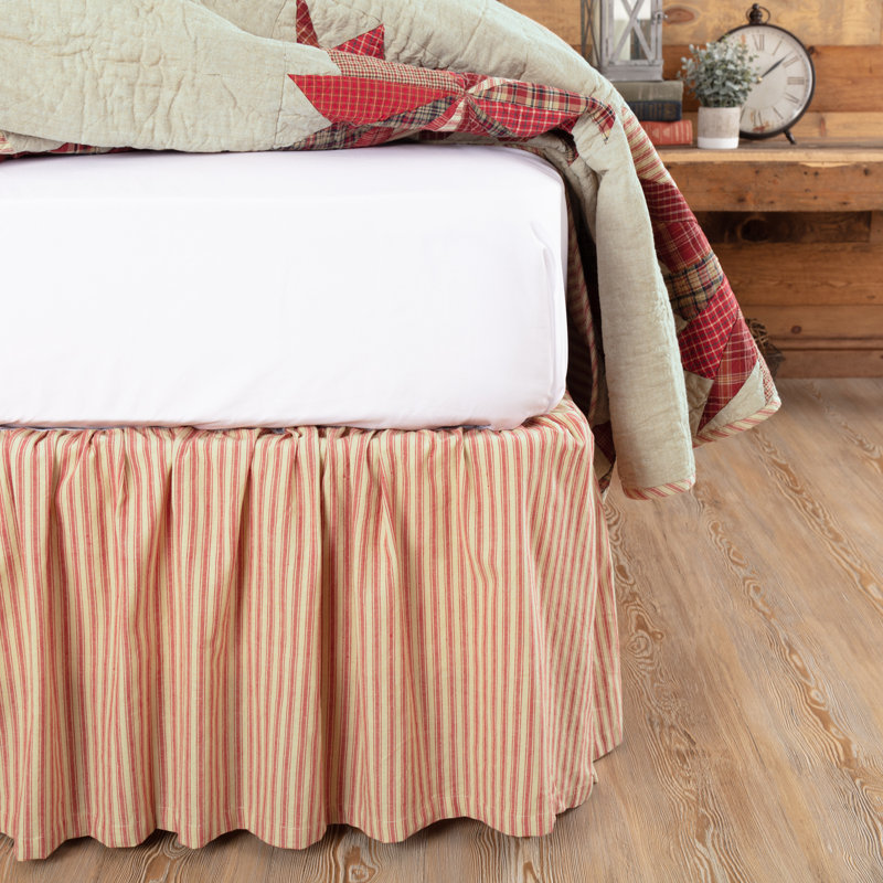 Ozark Ruffled Bed Skirt, Queen, Khaki Tan/Sage