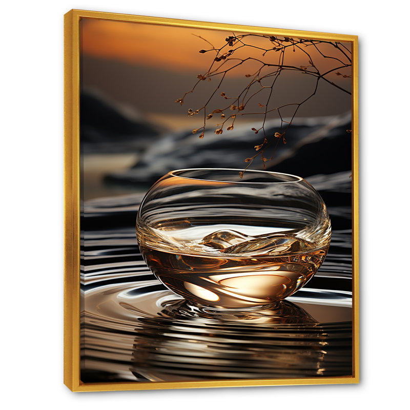 Bronze Brilliance vase Harmony - Abstract Still Lifes, art mural, Cadre flottant doré, H 40 po x l 30 po x P 1,5 po