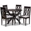 Ensemble de salle à manger 5 pièces Malcolm en tissu gris et finition brun foncé, H 38,6 po x l 17,9 po x P 19,3 po-712781687-753248469