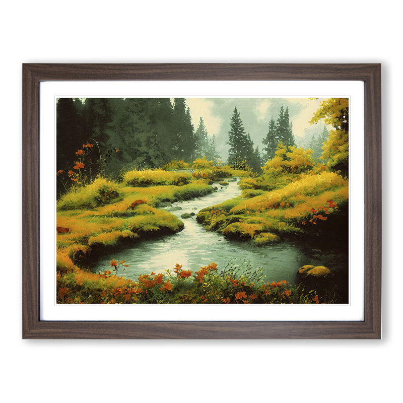 Blooming Forest Stream - Framed Print, Walnut, 46cm H x 64cm W x 2cm D